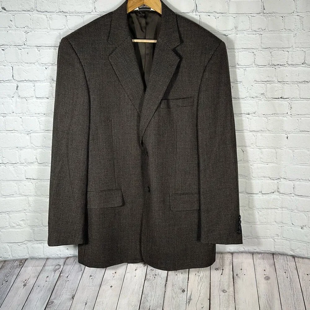 Pronto Uomo 100% Lambswool Tweed Sport Coat Mens 42R Two Button Blazer Inner Poc